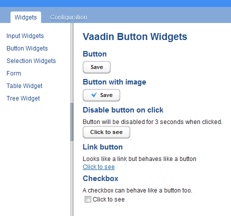 Use case widgets